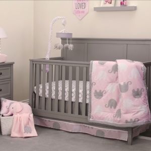 Pink Elephant 4-Piece Crib Bedding Set Bedding